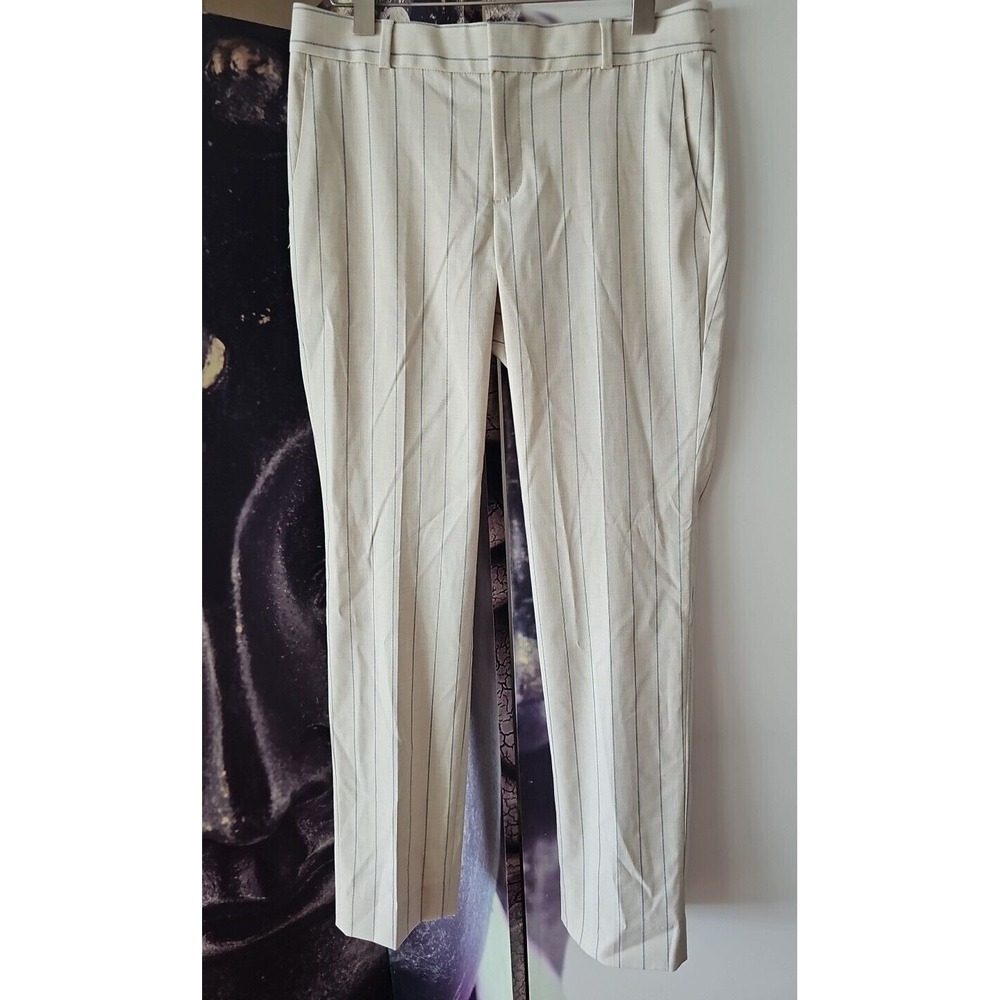 Banana Republic Womens Size 4 Beige Black Striped Blend RYAN Dress Pants